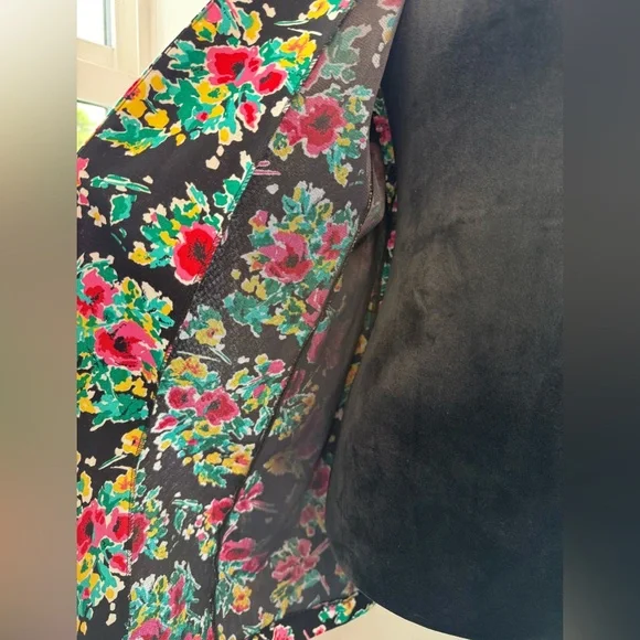 Norton McNaughton Vintage Floral Open Blazer Black Shoulder Pads Women Size 10 - Picture 3 of 6